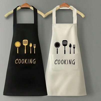 High Quality Waterproof And Oil-Resistant Cooking Apron (1pc Or 2pcs Set) - Durable, With Tool Pockets And Adjustable Size; A Fashionable Multifunctional Accessory Essential For Cafes, Restaurants And Home Kitchens.