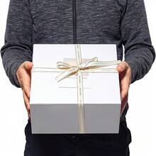 10pcs Gift Box With Lid, 20 X 20 X 10 Cm White Cardboard Gift Box, Suitable For Christmas, Wedding, Graduation, Holiday, Birthday Craft Gift Packaging - View 4