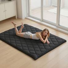 Japanese Tatami Mat, Queen Size Foldable Japanese Tatami Mattress, Futon Mattress With Storage Bag & Fastener, 9-Layer Floor Mat For Sleeping, Dorm, Meditation, Yoga, 80 X 60 X 3.5 In, Black - Màu đen, 80 x 60 x 3,5 inch - Xem 9