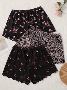 Bộ 3 món đồ ngủ kiểu dáng ngọt ngào cho bé gái mùa xuân/hè, quần pajama có nơ, đồ ngủ rộng rãi thoải mái cho nữ. - Nhiều màu - Xem 2