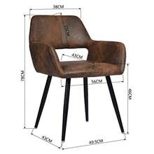 FurnitureR Conjunto 2 Sillas Comedor Vintage Cuero Antiguo Piel Sintética Suede Silla Asiento Cojín Rústico con Patas Metal - Marrón - Ver 4