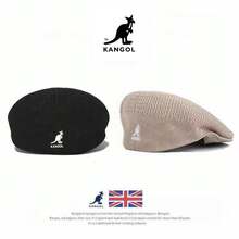 Kangol Kangaroo Hat, Beanie Hat, Men's And Women's British Retro Baseball Cap, Summer Lightweight Model,  Mesh Painter's Hat For Men WRLV - 米白色白標網眼正品 - 查看 5