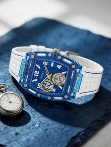 Guess 1pc Men's Quartz Watch, Hollow Design, Showcasing Masculine Charm, Multi-Functional Fashion, Suitable For Daily Wear, Gift, Anniversary Wear GW0499G6 - Blue - View 3