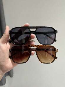 Bộ 2 chiếc kính mắt nam cổ điển, phong cách retro, thích hợp để đeo hàng ngày, đi nghỉ hè, v.v. - Nhiều màu - Xem 1