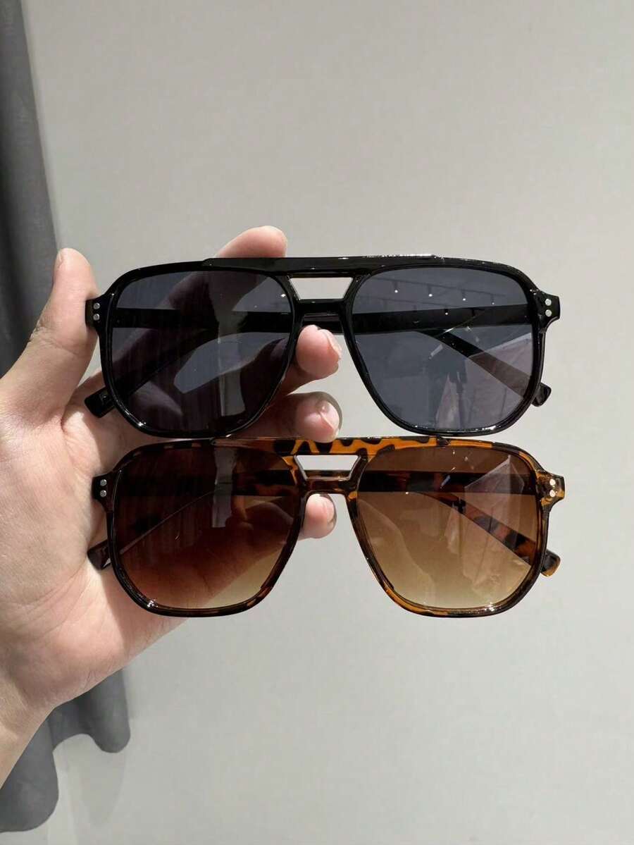 Bộ 2 chiếc kính mắt nam cổ điển, phong cách retro, thích hợp để đeo hàng ngày, đi nghỉ hè, v.v. - Nhiều màu - Xem 1