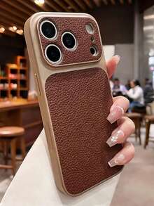 Ốp lưng điện thoại họa tiết vải thiều thời trang, cửa sổ lớn cho iPhone 17 Pro Max, 17 Pro, 16 Pro Max, 15, 14 Pro, 13, 12 Pro, 17, có bảo vệ camera, chất liệu mềm mờ chống rơi vỡ. - Nâu sẫm - Xem 1