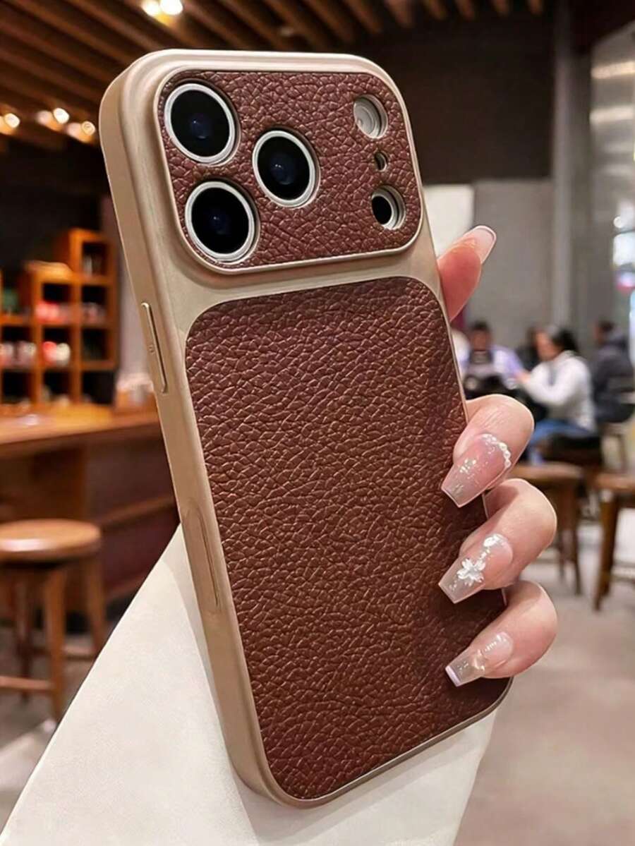 Ốp lưng điện thoại họa tiết vải thiều thời trang, cửa sổ lớn cho iPhone 17 Pro Max, 17 Pro, 16 Pro Max, 15, 14 Pro, 13, 12 Pro, 17, có bảo vệ camera, chất liệu mềm mờ chống rơi vỡ. - Nâu sẫm - Xem 1