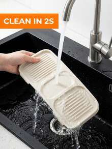 Silicone Splash Guard Bathroom Sink Drain Mat Kitchen Sink Drip Tray Soap Pad Trimmable Narrow Edge Suitable For Wash Basin Kitchen Sink Kitchen Drain Rack Kitchen Essentials Bathroom Accessories - A - View 6
