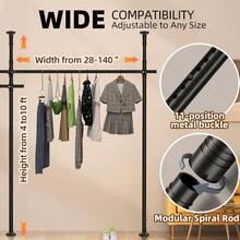Room Divider, Tension Curtain Rod No Drilling,4-10ft(H) 28-140inch(W) Wall Divider For Room Separation, Heavy Duty Room Partition Separator, Adjustable Folding Privacy Screens,Black - Black - View 3