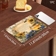 1 pieza Estera absorbente con estampado de girasol y abeja para cafetera, platos - Estera protectora absorbente de poliéster para escritorio con almohadilla antideslizante de goma, para decoración de la encimera de la cocina, bar en casa y mesa de comedor - Multicolor - Ver 12