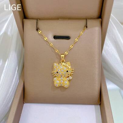 SANRIO 1 Piece Of Chic And Luxurious Butterfly-Shaped Delicate Necklace.Versatile And Unique Design.Lockbone Chain Made Of Titanium And Steel.