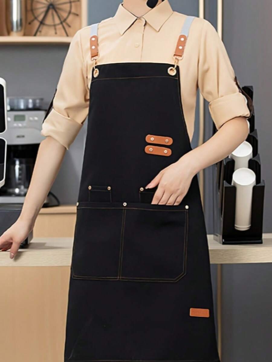 1pc Waterproof And Oil-Resistant Apron, Suitable For Both Women And Men, With Convenient Pockets, Ideal For Use In Supermarkets, Restaurants, Fruit Shops, Milk Tea Shops, And Other Scenarios - Apron - View 1