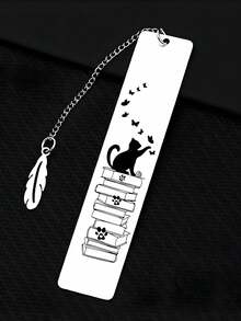 [Nuevo marcapáginas de acero inoxidable con diseño de gato de dibujos animados grabado - Diseño con tema de mariposa, regalo pensativo para maestros / compañeros de clase] - Multicolor - Ver 5