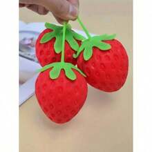 1pc Oversized Strawberry Squeeze Toy, Realistic Stress Relief Ball, Creative Decompression Gadget - Đỏ - Xem 5