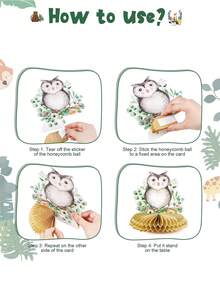 9pcs Forest Animal Honeycomb Desktop Decor | 3D Desktop Decoration | Suitable For Light Green Theme Decor, Girls & Boys Birthday Party, Camping, Baby Shower, Children's Day, Gender Reveal Party, Baby Party, Animal Theme Party And Other Party Decorations; Also Suitable As Photography Props. - Multicolor - View 3