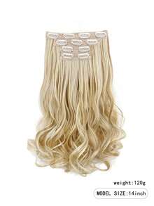 14inchHair Extensions Clip In, 4PCS Wavy Hair Extension, Dark Blonde With Highlights Hair Extensions For Women - Multicolor - View 2