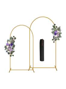 Wedding Arch Backdrop Stand - Wedding Arch Flowers, Artificial Burgundy Wedding Flowers, Wedding Welcome Sign Decor, And Wedding Reception Arch Flowers (Gold Wedding Balloon Arch Backdrop Stand, Square Arch Frame, Suitable For Birthday Party, Bridal Shower And Ceremony Decoration, (Purple)) - Artificial Flowers for Archway - Purple - View 1