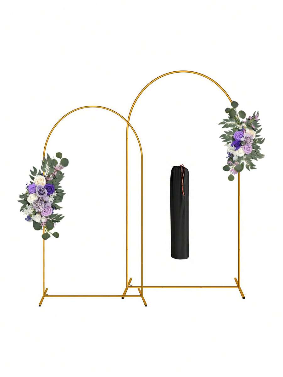Wedding Arch Backdrop Stand - Wedding Arch Flowers, Artificial Burgundy Wedding Flowers, Wedding Welcome Sign Decor, And Wedding Reception Arch Flowers (Gold Wedding Balloon Arch Backdrop Stand, Square Arch Frame, Suitable For Birthday Party, Bridal Shower And Ceremony Decoration, (Purple)) - Artificial Flowers for Archway - Purple - View 1