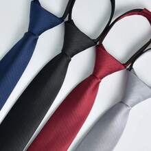 1条男士藏蓝色领带，高品质经典时尚商务休闲领带套装，男士婚礼配饰，家庭礼物，圣诞礼物，派对礼物 - 藏蓝色 - 查看 3