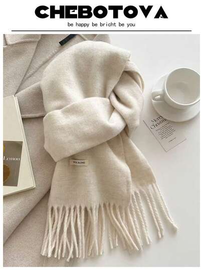 1 pieza Bufanda sólida suave y cálida, adecuada para mujeres, versátil calentador de cuello de invierno