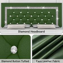 Upholstered Bed Frame, Modern Platform Bed Frame With Headboard And Footboard, No Boxing Spring Needed, Easy Assembly, Black// Pink/ Purple/ White/ Beige / Green, Twin/ Full// King - 綠色 - 查看 4