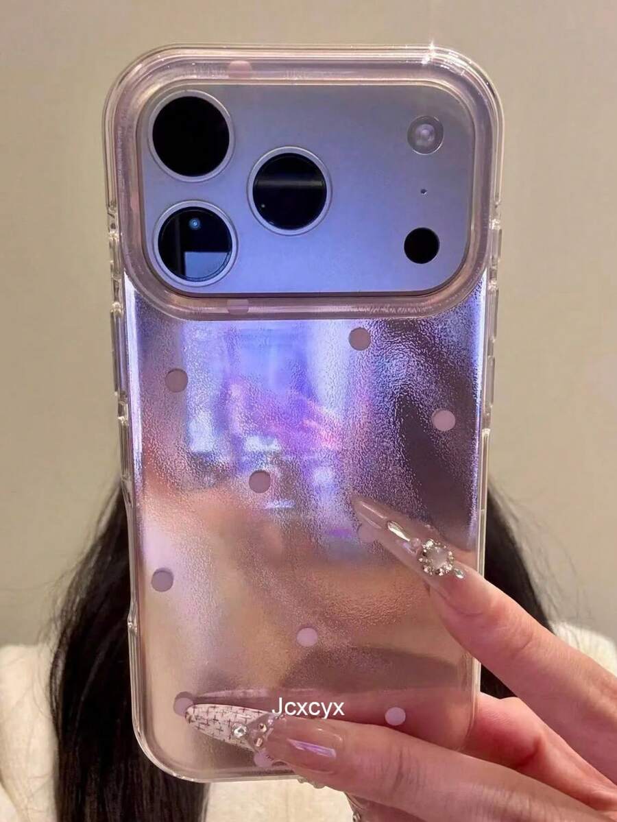 Funda de teléfono simple con lunares rosas y efecto de ondas de agua, compatible con iPhone 17 Pro Max, 17 Pro, 17, 17 Air, 16 Pro Max, 16Pro, 16, 16 Plus, 15 Pro Max, 15 Pro, 15 Pro Max, 15, 14, 13, 12, 11, a prueba de golpes para hombres y mujeres - Punto de ola grande - Ver 1