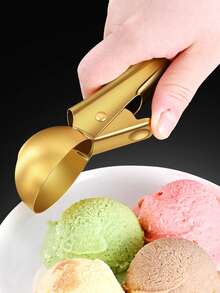 1pc Stainless Steel Ice Cream Scoop, Self-Melting Watermelon Fruit Spoon, Ice Cream Scooper Tool - Multicolor - View 2