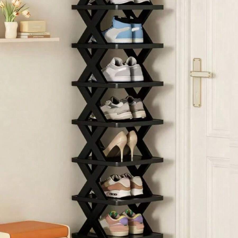 Kệ giày 9 tầng hẹp, tủ giày tiết kiệm không gian, thích hợp cho lối vào, tủ quần áo, hành lang, kệ giày tự lắp ráp, dễ lắp ráp, cấu trúc chắc chắn, có hai lựa chọn màu đen và trắng, chất liệu nhựa, vật liệu tiêu hao, quà Giáng sinh, kệ giày nhựa đen, quà tặng (2/3/4/6/8/9 tầng) - Nhiều màu - Xem 1