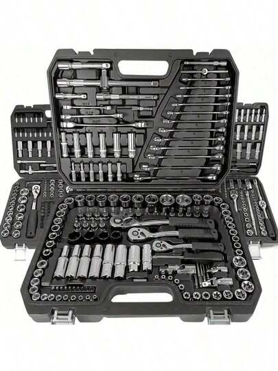 46pcs Black Automotive Repair Tool Kit, Complete Solution For Car, Bicycle, Motorcycle Maintenance, Multifunctional Combination Manual Wrench Set