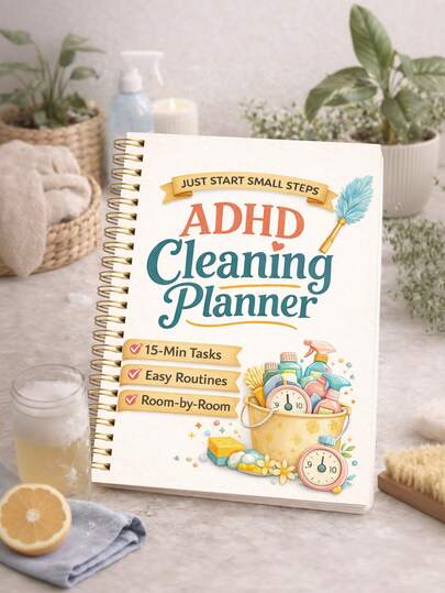 BUBU 1pc Adult ADHD Cleaning Planner, 15-Minute Cleaning Schedule And Checklist Organizer, Home Cleaning Routine With Daily/Weekly/Monthly Tasks, Editable Household Chores Notepad, Suitable For Home Cleaning, DIY Home Improvement