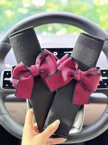 2个可爱蝴蝶结汽车安全带套，柔软加厚肩部安全带保护套 - 透氣蝴蝶結 - 查看 13