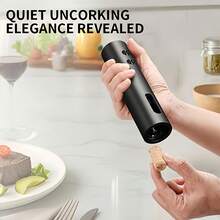 Rechargeable Electric Wine Bottle Opener With Foil Cutter, Pourer, Vacuum Stopper And Storage Base, Type-C Charging Automatic Corkscrew - Multicolor - View 11