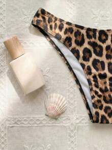 New Arrival Spring/Summer Casual Elegant Sexy Leopard Print Spaghetti Strap Bikini Swimsuit Set, Suitable For Beach, Vacation, Party - Multicolor - View 5