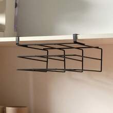 Stainless Steel Kitchen Organizer Rack, Wall-Mounted Paper Towel Holder, Double-Layer Cutting Board Rack, Cabinet Hanging Storage - Black - View 5