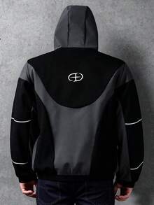 Modcrash Men's Hooded Utility Jacket, Slim Fit Streetwear Outdoor Coat, Versatile Casual Jacket - Black - View 4