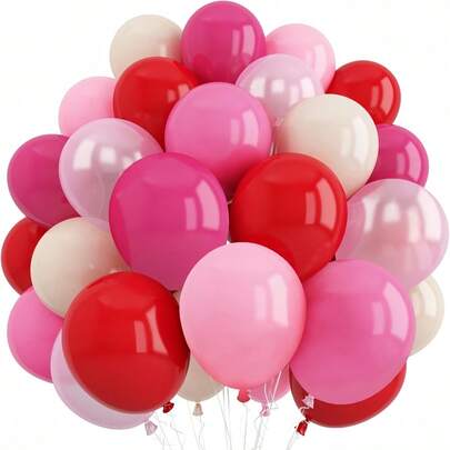 54pcs/36pcs Set Of 10-Inch Red, Pink, Light Pink, White Latex Balloons, Suitable For Engagement Decor, Anniversary, Wedding, Home, Party, Birthday, Bachelor/Bachelorette Party, Date Night Decoration