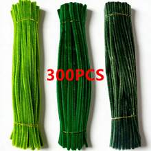 300支绿色管道清洁棒套装，11.8英寸软质管道清洁棒，三种不同深浅的绿色，天鹅绒材质，DIY天鹅绒清洁棒，工艺材料，适用于各种艺术和手工项目 - 彩色 - 查看 8