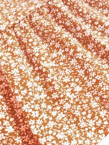 Váy đi nghỉ mát xếp tầng, eo chun, in họa tiết hoa. - Hoa cam - Xem 5