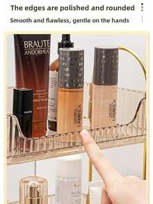 Bathroom Countertop Storage Rack, Dressing Table Countertop Storage Tray, Bathroom Countertop Tray Storage Rack, Plastic Tray Rack, Can Place Perfume, Cosmetics, Skin Care Products (Transparent White) - White - View 5