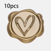 10/20/30/50/100 piezas Pegatinas de lacre autoadhesivas con forma de corazón/invitación/romero/corona/lazo, adecuadas para regalos, invitaciones de boda, sellado de sobres - Marrón - Ver 10