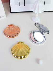 1pc Shell Shaped Double-Sided Portable Makeup Mirror, Foldable Mirror, Women Cosmetic Tool, High Definition Makeup Mirror - Multicolor - View 5