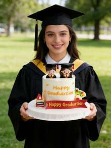 1 Set Of Graduation Season Doctoral Gown Doll Cake Decorations, Graduation Party Cake Decorations, Graduation Ceremony Cake Ornaments, Graduation Party Favors, Graduate Surprise Cake Gifts, Graduation Photo Props, Birthday Party Cake Decorations. - View 2