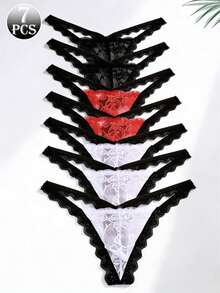 7pcs French Lace Color-Blocked Men's Egg-Shaped Thong Briefs, Low-Rise T-Shirts, Men's Underwear - 7pcs Mix - View 8