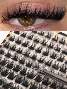 168 sợi mi giả D Curl dày, tạo hiệu ứng ấn tượng, tự làm mi nối, mềm mại, bồng bềnh, mi giả tự nhiên. - D - Xem 3