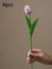 1支/6支INS风郁金香仿真花装饰,女孩房卧室客厅桌面摆件,干花花束,婚礼装饰,仿真植物假花,浴室软装 - 彩色 - 查看 17
