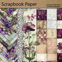 12x12 Inch Scrapbook Paper Pad, 12 Sheets With 12 Vintage Designs Including Clock Patterns, Newspaper Prints, Floral Motifs And Retro Elements, Ideal For Scrapbooking, Crafts, Card Making, Journal Decoration And Art Projects - D - View 3