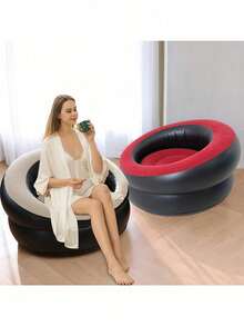 1pc Multiple Styles And Colors Of Lazy Portable Inflatable Sofas / Noon Break Recliners / Leisure Sofas / Outdoor Camping Inflatable Recliners / Single Folding Inflatable Beds / Lightweight And Easy To Inflate / Inflatable Furniture / Multi-Functional Indoor Inflatable Furniture / Easy-To-Clean Material / Balcony Seat Furniture / Folding Chairs Suitable For Offices, Balconies, Camping And Outdoor Trips - Multicolor - View 11