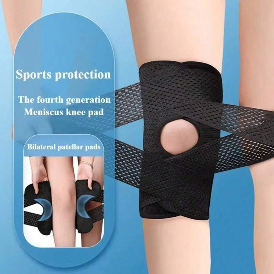 1件中性透氣護膝,附側向穩定支撐,緩解半月板撕裂、膝蓋疼痛、ACL、MCL、關節炎傷後恢復,彈性運動護膝,第四代關節支撐壓力護膝,健身防護裝備,黑色 - 彩色 - 查看 1