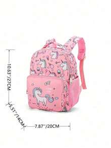 Unicorn Cartoon Backpack For Teens & Youth, Cute Printed Small Schoolbag - Unicorn - View 3