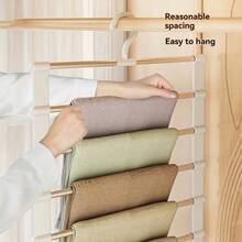 1pc Foldable Multi-Layer Non-Slip Pants Hanger, Wardrobe Storage Organizer Pants Holder, Space-Saving Collapsible Hanging System - Multicolor - View 4